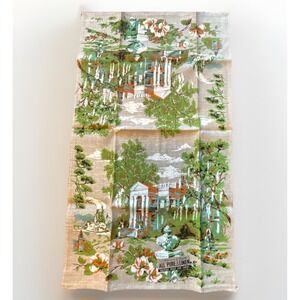 Vintage Parisian Prints Pure Linen Tea Towel Plantation House Scenic 28x16 USA